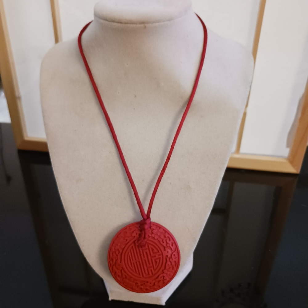 Red Cinnabar,Asain Pendant Necklace